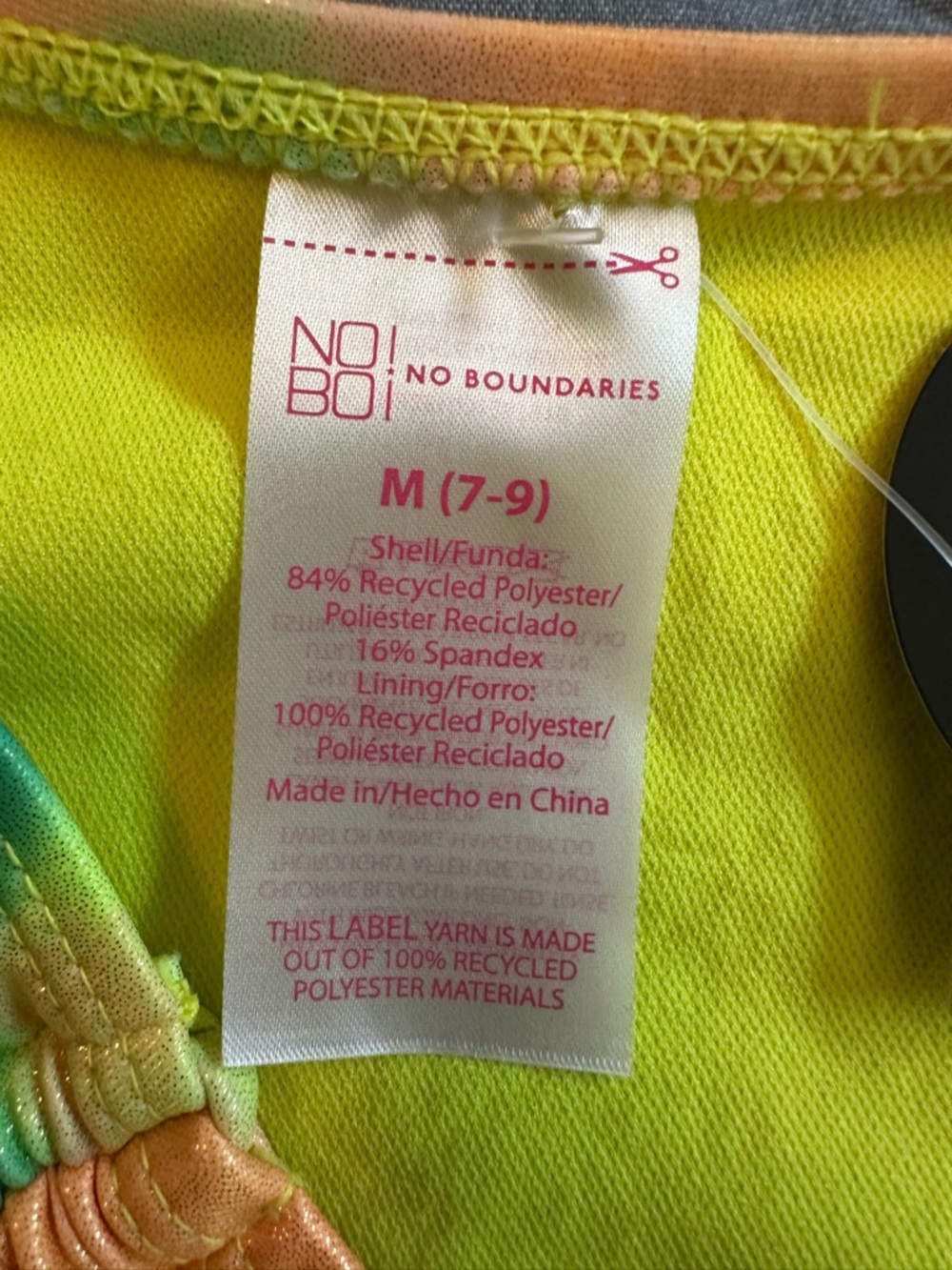 NWTS No Boundaries Neon Tie-Dye Bikini Set - Yellow, Green, Pink, Orange Sz M - Picture 9 of 11